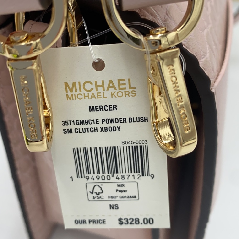 MICHAEL KORS MERCER SM CLUTCH XBODY POWDER BLUSH - Picture 15 of 16